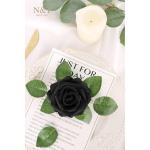 Kunstbloemen, rozen, 25 stuks, kunstrozen met stelen voor Valentijnsdag, Moederdag, bruiloftsfeest, babyshower, bruidsfeest, woondecoratie, zwart