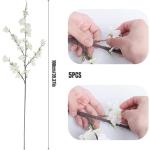 Faux Cherry Blossom Zweige 5pcs 39 Zoll realistische Kirschblütenstiele mit 4 Stielen Seidenkirschblütenblumenzweige für Vase Lange Stiele falsche Blüten Vase -Arrangements Wei