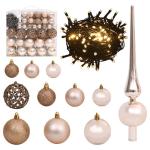 Kunstkerstboom, dennenboom, kerstboom met metalen standaard, kerstdecoratie kunstboom, 300 leds en ballen, 210 cm
