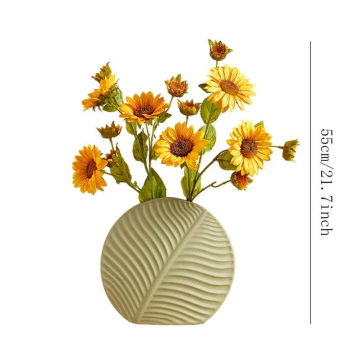 Kunstblumen Gefälschte Blumen in Keramikvase, blattförmige Vase, für Heimzimmer, Schreibtischdekoration, Hochzeit, Küche, Esszimmer, Partys, Dekorationen für jeden Anlass