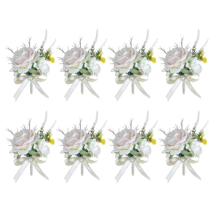 8er-Pack Ansteckblumen für Bräutigam und Braut, anspruchsvolle Ansteckblumen für die Hochzeit, Elegante Boutonniere-Accessoires für Brautjungfern