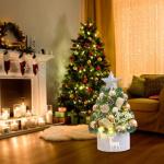 Mini-Weihnachtsdeko für Kinder als Baum. Für Alter, für Verzierungen mit bunten Ornamenten für Feiern (45 cm, Rosa)