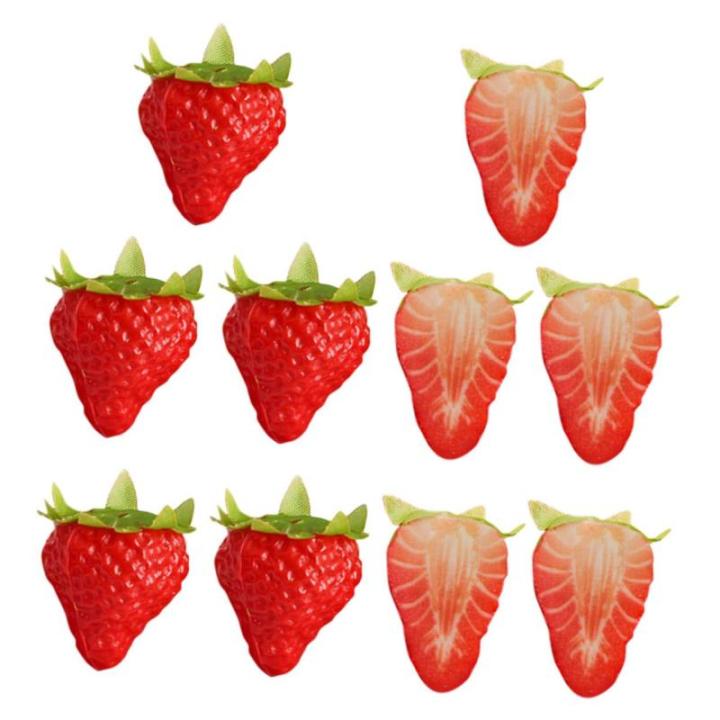 4 Sätze Künstliche Erdbeere Modell Mit Gefälschten Früchten Gefälschte Erdbeere Erdbeer-Dekorationen Erdbeer-Party-Dekorationen Erdbeeren-dekor Falsches Obst PVC 10 Stück * 4