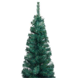 Schmaler künstlicher Weihnachtsbaum mit Ständer Home Office Urlaub Xmas Tree Christmas Fake Tree Plant Stand Dekoration Grün 180cm PVC Modisch