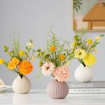 Kunstblumen Künstliche Blumen mit Keramikvase, Seidenblumenarrangements, künstliche Kunstblumensträuße für Büro, Zuhause, Festival-Dekoration für jeden Anlass