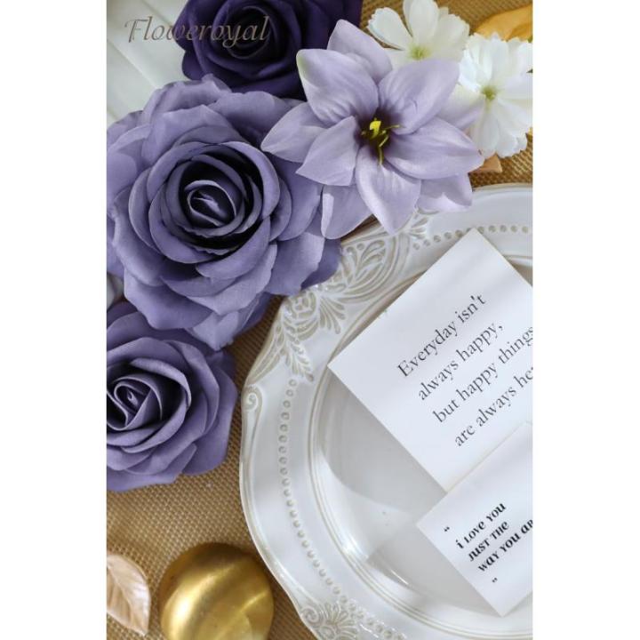 Kunstbloemen combo paarse bloemen mix zijden bloemen kunstrozen met stelen voor bruiloft bruidsboeketten, tafeldecoratie, babyshower, bloemstuk, woondecoraties