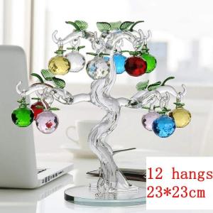 Mooie glaskristallen appels boom met 36 ​​​ stuks appels Fengshui handwerk Chirstmas boom hangende versiering huiswarming geschenken rouge_36 hangende 30 mm appel