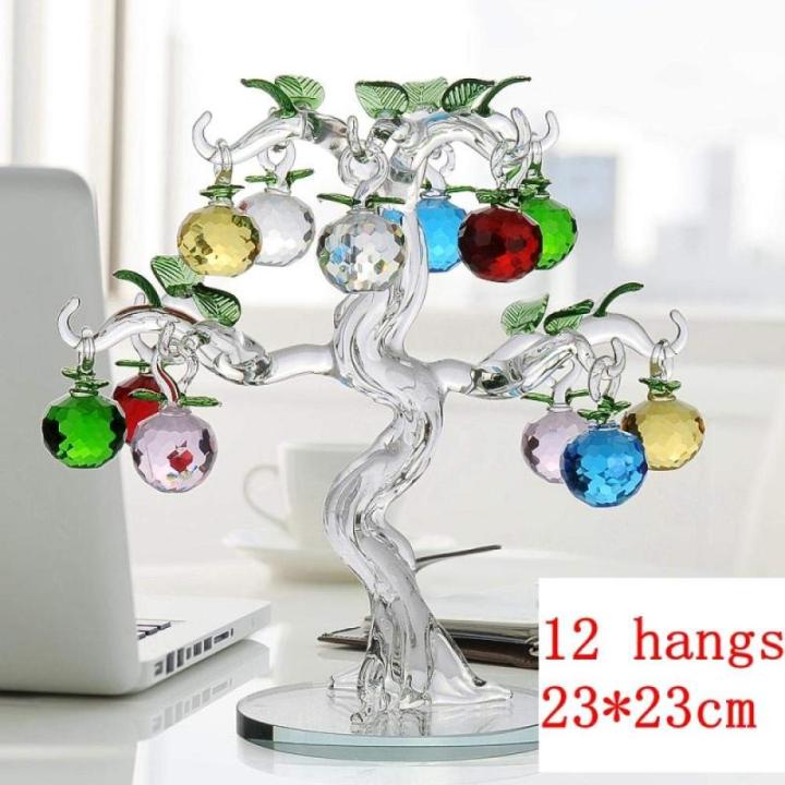 Mooie glaskristallen appels boom met 36 ​​​ stuks appels Fengshui handwerk Chirstmas boom hangende versiering huiswarming geschenken rouge_36 hangende 30 mm appel