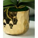 Kunstblumen Gefälschte Orchideenblumen in vergoldeter Keramikvase, künstliche Pflanzen, Bonsai-Seidenblumen für Zuhause, Büro, Balkondekoration für jeden Anlass