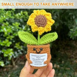 Pocket Hug cadeau, creatieve breiwol, positieve zonnebloem, afscheidscadeau collega's, beste vriendin, geschenken moedermaker cadeau, goede beterschapscadeau, geluksbrenger examen 