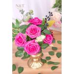 Kunstrozen, 25 stuks schuimrozen, kunstrozen met steel, voor bruiloft, boeketten, bruid, babyshower, feest, woondecoratie, fuchsia
