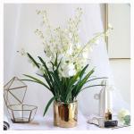 Kunstblumen Künstliche Blumen im Keramiktopf, gefälschte Orchideen-Phalaenopsis-Blumenarrangement für Zuhause, Büro, Küche, Schlafzimmer, Dekoration für jeden Anlass
