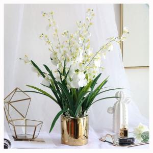 Kunstblumen Künstliche Blumen im Keramiktopf, gefälschte Orchideen-Phalaenopsis-Blumenarrangement für Zuhause, Büro, Küche, Schlafzimmer, Dekoration für jeden Anlass