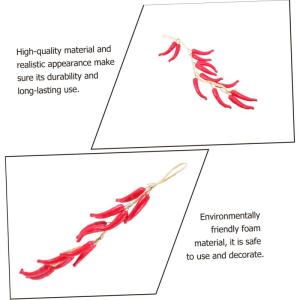 2 Sätze Simulierte Hängende Knoblauchspieße Realistische Paprikaverzierungen Paprika Dekoration Simulation Chili-dekor Chili-Pfeffer-anhänger Foto-Requisiten Schaum Rot 5 Stüc