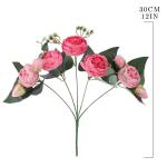 4 bossen kunstmatige bloemen pioen zijde pioenrozen boeketten nep bloemen boeketten bruiloft decoratie thuis tafel keuken kantoor tuin bruids groen (diep roze)