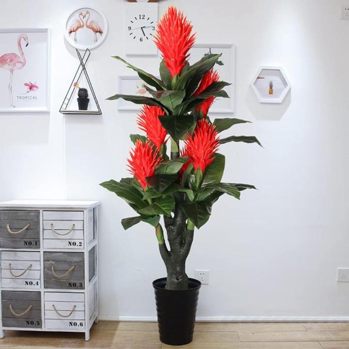 Kunstblumen 170 cm großer künstlicher Baum/Pflanze, große bodenstehende Moderne künstliche Pflanzen für den Innenbereich, grüne Topfdekoration in schwarzem Kunststofftopf fü