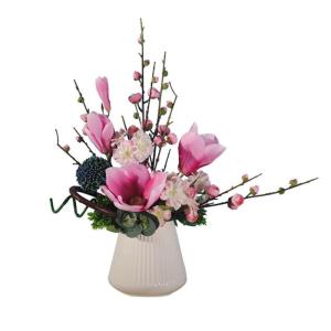 Kunstblumen Künstliche Blumen Innendekoration Simulation Pflaume Magnolie Blumenstrauß Seidenstoff Gefälschte Blume Hortensie Topf Keramikvase für jeden Anlass