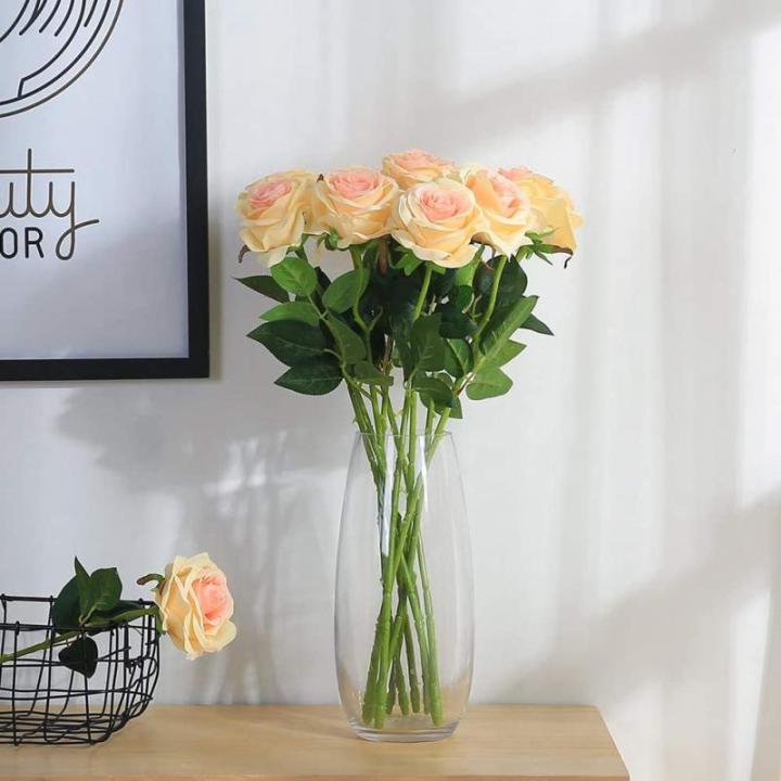 10 stuks zijden kunstrozen bloemen bruidsboeket (champagne)
