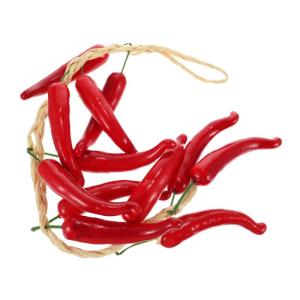 Schnur Künstlicher roter Pfeffer Peperoncini-Paprikaschoten gefälschtes Chili-Modell rote Wohndekoration falsches Gemüse-Chili Küche hängendes Chili Küche zum Aufhängen Ldpe