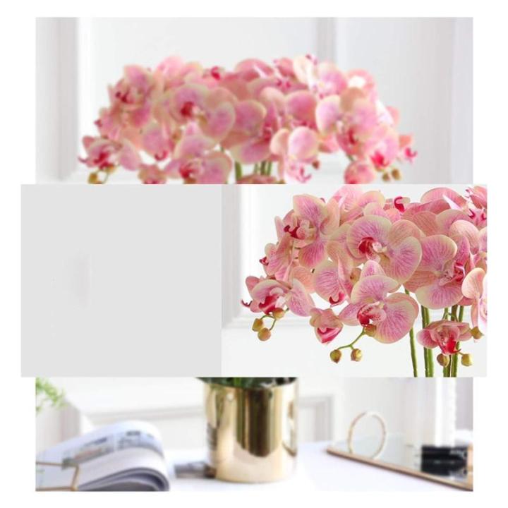 Kunstblumen Künstliche Blume mit goldenem Blumentopf, künstliche Orchideen – 12 Zweige, Elegante künstliche Orchideen, Bonsai-Simulationsblume für jeden Anlass