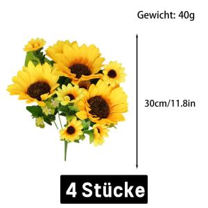 als echt 52 stuks kunstzonnebloemen, gele bloemen voor bloemstuk, bruiloftsboeket, tafeldecoratie, thuis, tuin, decoratie, 1303