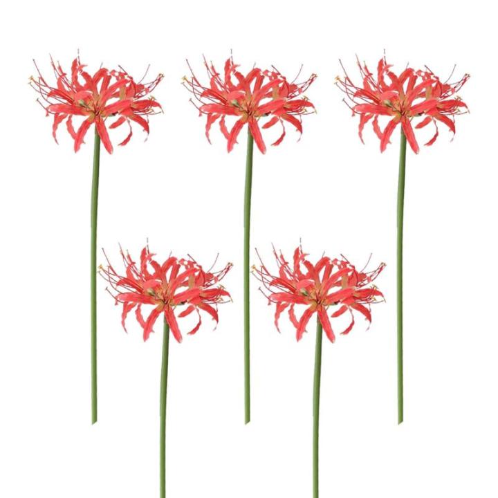 Kunstmatige spinnenlelies, 5 stelen, 66,9 cm, Lycoris Radiata-bloemen, levensechte Lycoris Recoil nep-spinnenplant, zijden boeket decoratie voor thuis (B)