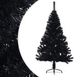 Kunstkerstboom met standaard, hoge kunstkerstboom, 120 cm hoog, kerstdecoratie van pvc en staal, zwart