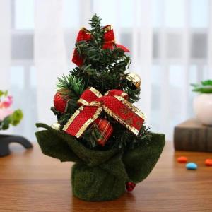 Künstlicher Mini-Weihnachtsbaum mit Ornamenten, kleiner Tannenbaum, Mini-Desktop-Weihnachtsbäume für Weihnachten, Zuhause, Büro, Dekoration (Nr. 6), 20 cm