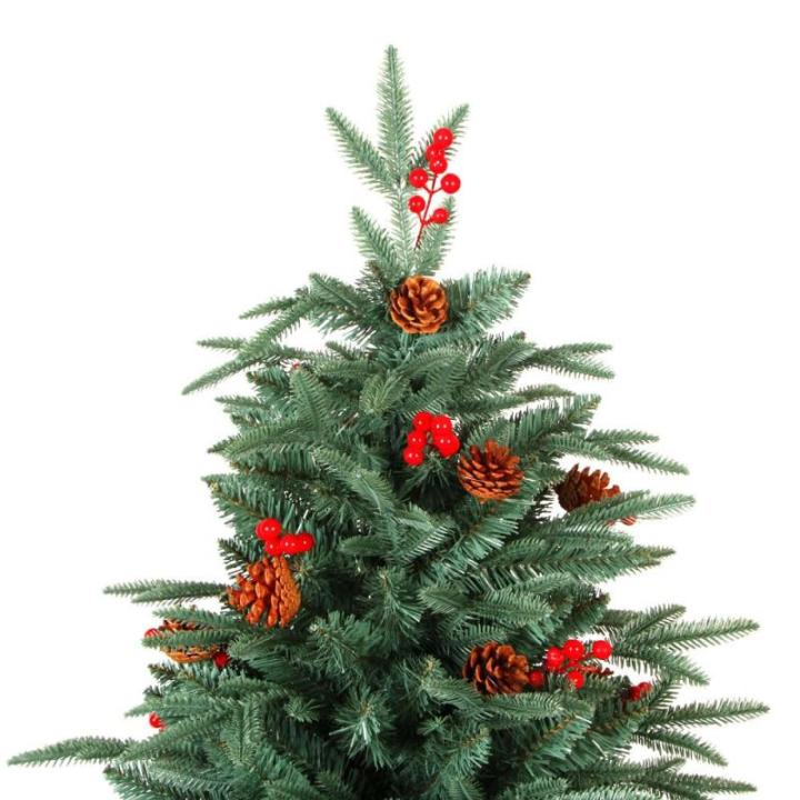 Dekorierter Weihnachtsbaum mit Tinnecones & Beeren - schneebeschluster künstlicher Weihnachtsbaum PE & PVC gemischte Zweig -Tipps, einfache Montage mit Metallscharnieren,210cm