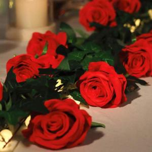 Kunstmatige Zijde Roos Bloem Enkele Stam Levensechte Nep Roos voor Bruiloft Boeket Bloemenarrangementen Huis Feest Bloemstuk Decoratie, 10 stuks (Rood)