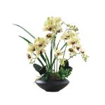 Kunstblumen Künstliche Blumen mit Blumentopf – Hotel-Tischaufsätze, künstliche Blumen, Seidenblumen, Phalaenopsis-Blumenstrauß mit Vase für jeden Anlass
