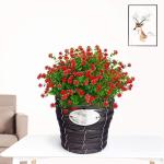 Kunstbloemen voor buiten, uv-bestendig, , bloemen in grote hoeveelheden voor het ophangen van plantenbakken, buiten, veranda, vaas, thuis, raamdecoratie, 6 bundels, rood