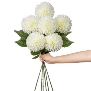 10 cm grote kunstbloemen hortensia met 63 cm lange steel, 6 stuks witte kunstmatige hortensia-bloemen, kunststof bloemen hortensia voor bruiloftsdecoratie, woondecoratie, kantoor, 