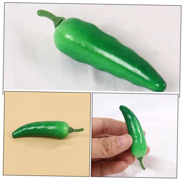 32St simuliertes Gemüse wohnraumdeko The Green Werbeprop für Paprika Kunstgemüsemodell Simulation Requisiten grün lebendige Pfeffermodelle falscher Chili Bauernhausdekore Schau