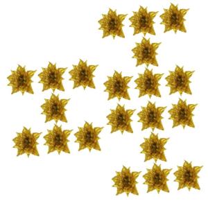 21 STK Künstliche Blumen Weihnachtsglitter Rosengirlande Künstliche Weihnachtsblumen Krippendekor Glitzernde Weihnachtssternblume Gold Weihnachtsglitzerblume Weihnachtsbaum Sport