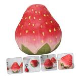 4 Stück Erdbeergarnitur bürodeko büro Dekoration Kreatives Tischdekor wohnzimmerdeko künstliche rote Erdbeeren naturgetreue Fruchtdekorationen Fruchtmodell Foto-Requisite höl