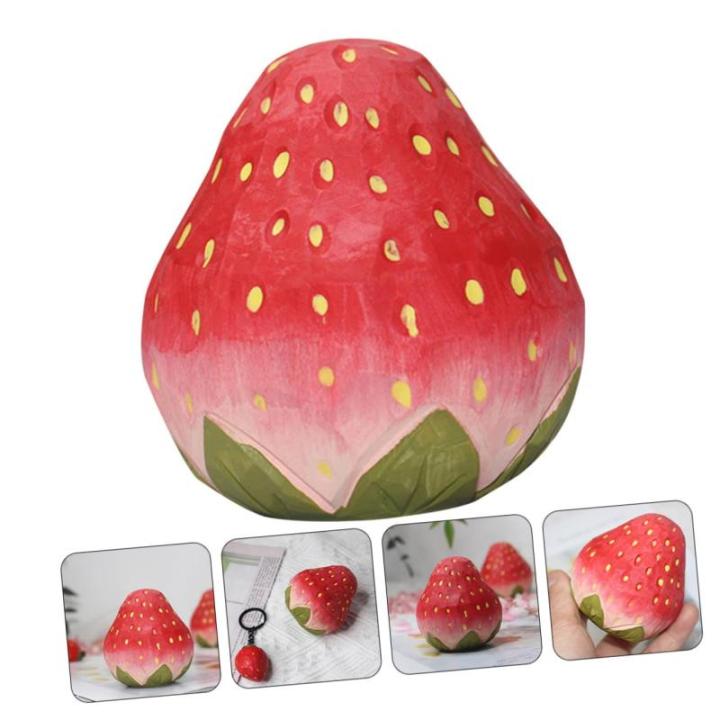 4 Stück Erdbeergarnitur bürodeko büro Dekoration Kreatives Tischdekor wohnzimmerdeko künstliche rote Erdbeeren naturgetreue Fruchtdekorationen Fruchtmodell Foto-Requisite höl