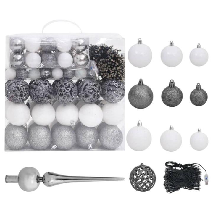 Wiederverwendbar Künstlicher Weihnachtsbaum mit Beleuchtung und Kugeln 210 cm H Christmas Tree Weihnachtsdeko Christbaum Kunstbaum Halloween Weihnachtsbaum Tannenbaum PVC und Stah