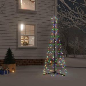 Mobili Weihnachtsbaum mit farbigem Kegel, 200 LEDs, 70 x 180 cm, Weihnachtsdekoration, Weihnachtsbaum, künstlicher Weihnachtsbaum, dünner Ständer