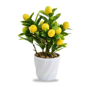 Kleiner künstlicher Zitronenbaum,Klein gelbe Zitrone Bonsai,Künstliche Pflanze deko Zitronenbaum,Künstlicher Blumentopf Zitronen Bonsai,Zitronenbaum Zimmerpflanze,für Haus,Gart