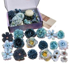 20 stuks , mini-bloemkoppen voor handwerk, gesimuleerde blauwe bloemen van zijde voor decoraties, kunstdecoratieve bloemen voor kamerdecoratie