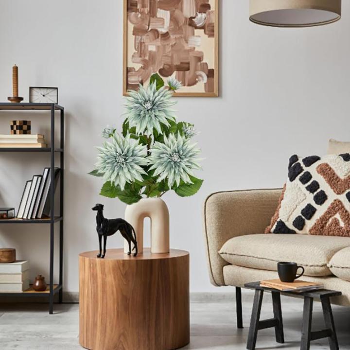 3 stuks blauwe kunstmatige dahlia's, 75 cm kunstzijden bloemen met lange steel voor bloemarrangementen, faux dahlia's bloemen voor doe-het-zelf bruiloft party middenstuk huis kanto
