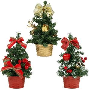 Mini tafelblad kunstmatige kerst met LED-verlichting (3 stuks) - 20 cm / 7,87 inch - versierd met bessen, dennenappels en strikken voor thuis, tafel en woonkamer