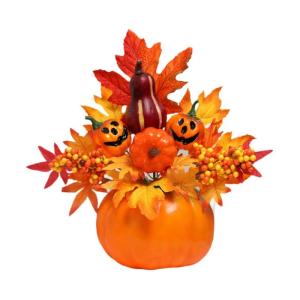 Halloween-Kürbisse, Ornament, Esstisch-Mittelstück, Kunstwerk, Erntedankfest, Herbsternte-Dekor für die Herbstparty im Bauernhaus, Style F