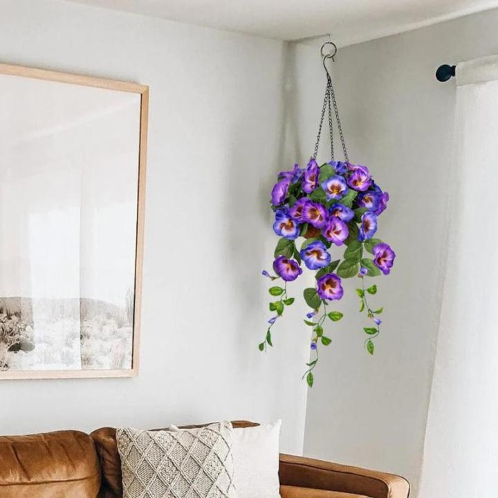 Pansy Kunstbloemen als echte viooltjes, hangende planten, kunstbloemen, Pansy met hanglamp, hoogte 70 cm, kamerplant, struik, decoratieve plant, groene plant
