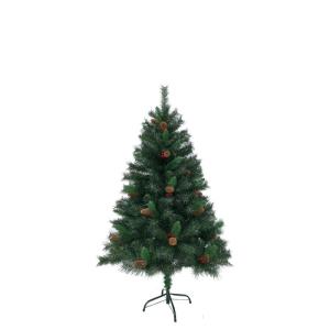 Luvi-naalden Kunstkerstboom, 150 cm, inklapbaar, met dennenappels en hulst, 371 takpunten, inclusief metalen standaard, snel op te bouwen
