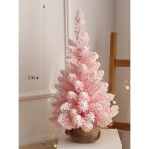 Home Table Tip Künstlicher rosafarbener Weihnachtsbaum aus Kiefernholz, Mini-Weihnachtsbaum mit Beflockung, realistische Weihnachtsdekoration für Heimbüro-Dekorationen, Tischdek
