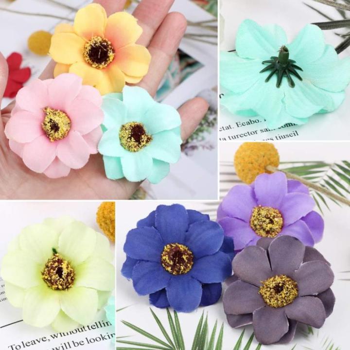 50 stuks kunstmadeliefjes, bloemkelken, , kleurrijke bloemkelken, mini zijden bloemen voor het knutselen, scrapbooking, bruiloften, feesten, woondecoratie - willekeurige kleuren