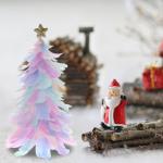 Einzigartiges Federbaum-Design, festlicher Tafelaufsatz, Weihnachtsdekoration, handgefertigte Figur mit Sternaufsatz, Ferienhaus für Neujahr, mehrfarbig