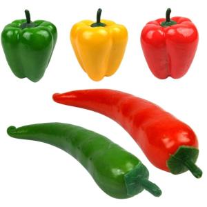 2 Sätze Simulationsmodell Paprika Schaufensterpuppe Maneküre- Set Gemüsemodell Repiclas Gefälschte Essensrequisite Gefälschte Lebensmittelmodellstütze Poly-Drache 5 Stück * 